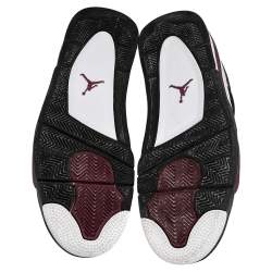 Pre Owned Air Jordan White Leather 4 Retro Paris Saint Germain High Top Sneakers Size 47.5