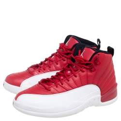 Air Jordan Red Leather Air Jordan 12 Retro Premium High Top Sneakers Size 42.5