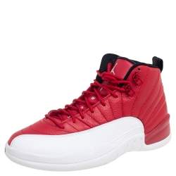 Air Jordan Red Leather Air Jordan 12 Retro Premium High Top Sneakers Size 42.5