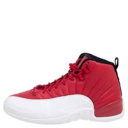 Air Jordan Red Leather Air Jordan 12 Retro Premium High Top Sneakers Size 42.5
