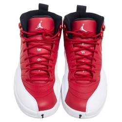 Air Jordan Red Leather Air Jordan 12 Retro Premium High Top Sneakers Size 42.5