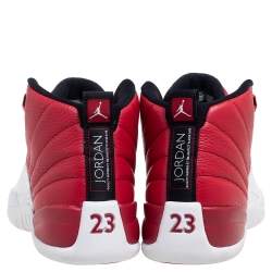 Air Jordan Red Leather Air Jordan 12 Retro Premium High Top Sneakers Size 42.5