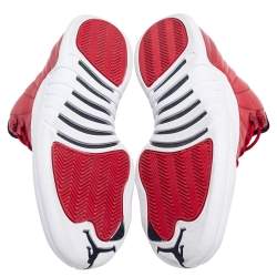 Air Jordan Red Leather Air Jordan 12 Retro Premium High Top Sneakers Size 42.5