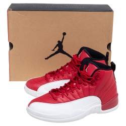 Air Jordan Red Leather Air Jordan 12 Retro Premium High Top Sneakers Size 42.5