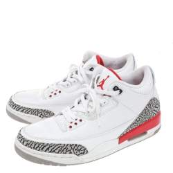 Jordan White Leather Air Jordan 3 Retro Hall of Fame Sneakers Size 47
