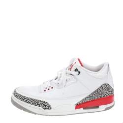 Jordan White Leather Air Jordan 3 Retro Hall of Fame Sneakers Size 47
