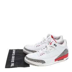 Jordan White Leather Air Jordan 3 Retro Hall of Fame Sneakers Size 47