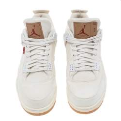 Air Jordan x Levis Cream Canvas Air Jordan 4 Retro High Top Sneakers Size 47