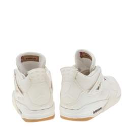 Air Jordan x Levis Cream Canvas Air Jordan 4 Retro High Top Sneakers Size 47