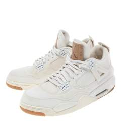 Air Jordan x Levis Cream Canvas Air Jordan 4 Retro High Top Sneakers Size 47