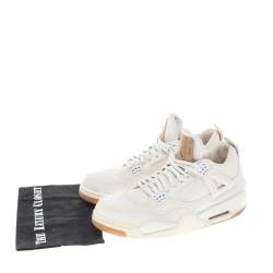 Air Jordan x Levis Cream Canvas Air Jordan 4 Retro High Top Sneakers Size 47