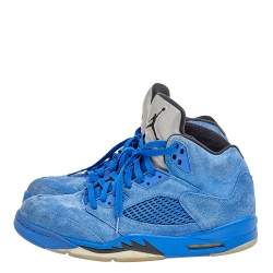 Jordan Blue Suede Air Jordan 5 Retro High Top Sneakers Size 45
