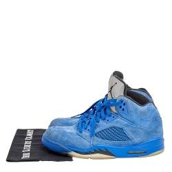 Jordan Blue Suede Air Jordan 5 Retro High Top Sneakers Size 45