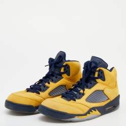 Jordan Yellow/Blue Leather Air Jordan 5 Retro Michigan High Top Sneakers Size 47