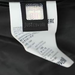 Pre Owned Just Cavalli Gold/Black Nylon Bomber Hoodie Jacket M