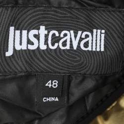 Pre Owned Just Cavalli Gold/Black Nylon Bomber Hoodie Jacket M