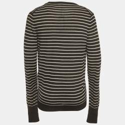 Pre Owned Just Cavalli Black Striped Wool V-Neck Cardigan L