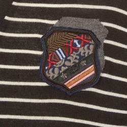 Pre Owned Just Cavalli Black Striped Wool V-Neck Cardigan L