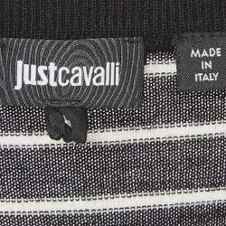 Pre Owned Just Cavalli Black Striped Wool V-Neck Cardigan L