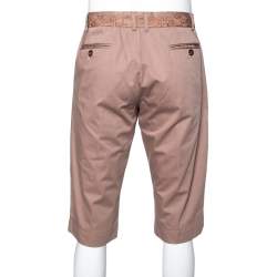 Pre Owned Just Cavalli Dusky Pink Cotton Embroidered Detail Cargo Shorts XL