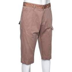 Pre Owned Just Cavalli Dusky Pink Cotton Embroidered Detail Cargo Shorts XL