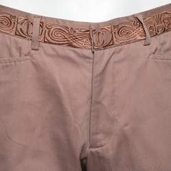 Pre Owned Just Cavalli Dusky Pink Cotton Embroidered Detail Cargo Shorts XL
