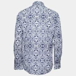 Pre Owned Just Cavalli Blue Printed Cotton Button Front Shirt XL