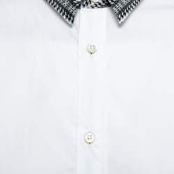 Pre Owned Just Cavalli White Cotton Contrast Collar Detail Button Front Shirt XXL