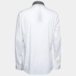 Pre Owned Just Cavalli White Cotton Contrast Collar Detail Button Front Shirt XXL