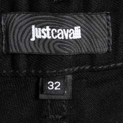 Pre Owned Just Cavalli Black Denim Stitch Detail Jeans M Waist 33"