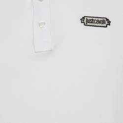 Just Cavalli White Cotton Knit Polo T-Shirt L