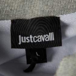 Just Cavalli White Cotton Knit Polo T-Shirt L