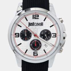 Just Cavalli Silver Stainless Steel Rubber JC1G175P0015 Men's Wristwatch 42 mm 