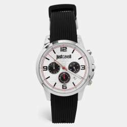 Just Cavalli Silver Stainless Steel Rubber JC1G175P0015 Men's Wristwatch 42 mm 
