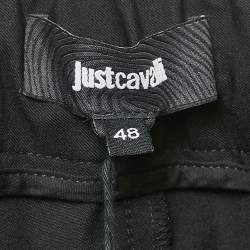 Pre Owned Just cavalli Black Logo Print Cotton Blend Track Pants M