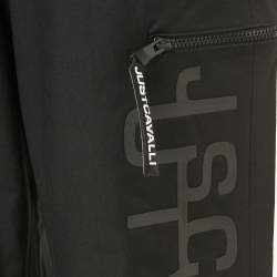 Pre Owned Just cavalli Black Logo Print Cotton Blend Track Pants M