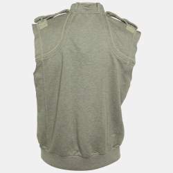 Just Cavalli Grey Cotton Zip Up Sleeveless Jacket XXL