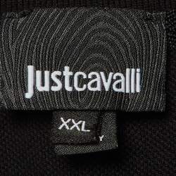 Just Cavalli Black Cotton Pique Embroidered T-Shirt XXL