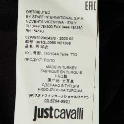 Just Cavalli Black Cotton Pique Embroidered T-Shirt XXL