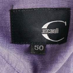 Pre Owned Just Cavalli Purple Floral Print Cotton Long Sleeve Shirt L
