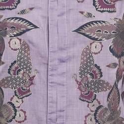 Pre Owned Just Cavalli Purple Floral Print Cotton Long Sleeve Shirt L