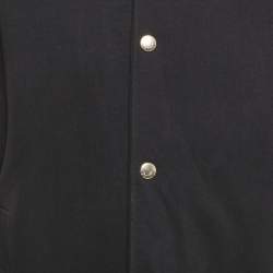 Pre Owned Just Cavalli Black Embroidered Cotton Knit Faux Leather Trim Jacket M