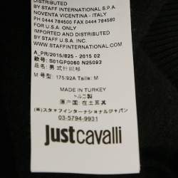 Pre Owned Just Cavalli Black Embroidered Cotton Knit Faux Leather Trim Jacket M