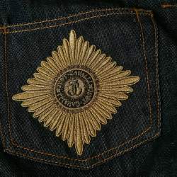 Pre Owned Just Cavalli Dark Blue Logo Embroidered Denim Jeans M Waist 33" 