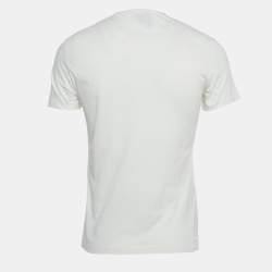Pre Owned Just Cavalli White Logo Embroidered Jersey Fitted T-Shirt L