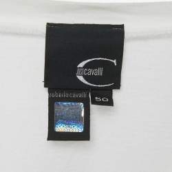 Pre Owned Just Cavalli White Logo Embroidered Jersey Fitted T-Shirt L