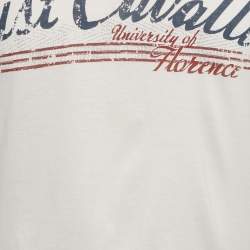 Pre Owned Just Cavalli White Printed Jersey V-Neck T-Shirt M