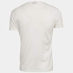 Pre Owned Just Cavalli White Printed Jersey V-Neck T-Shirt M