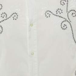 Pre Owned Just Cavalli White Embroidered Cotton Slim Fit Shirt M