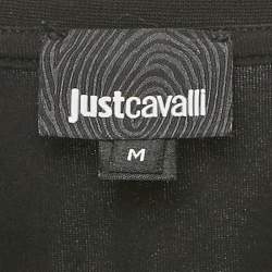 مملوكة مسبقًا Just Cavalli Black Logo Print Cotton Crew Neck Half Sleeve T-Shirt M